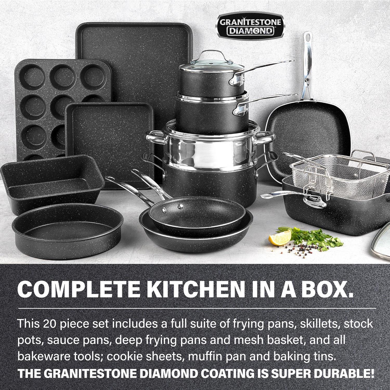 Pots and Pans Set 20-Piece Cookware Bakeware Nonstick Frying Saucepan Stock Pot
