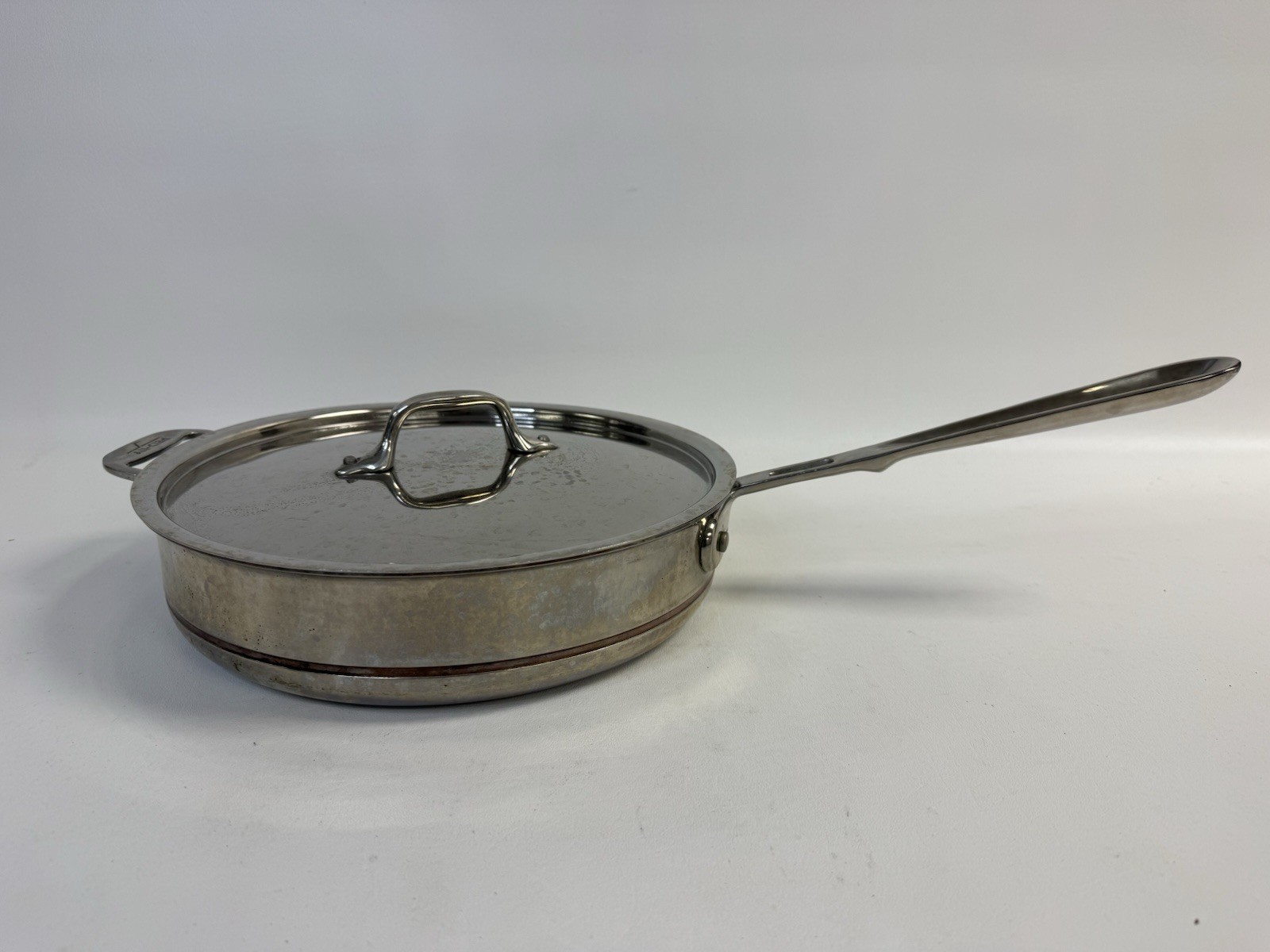All-Clad Copper Core 11” Saute Pan w/ Lid SS Chef Pan 3 Qt Helper Handle USA
