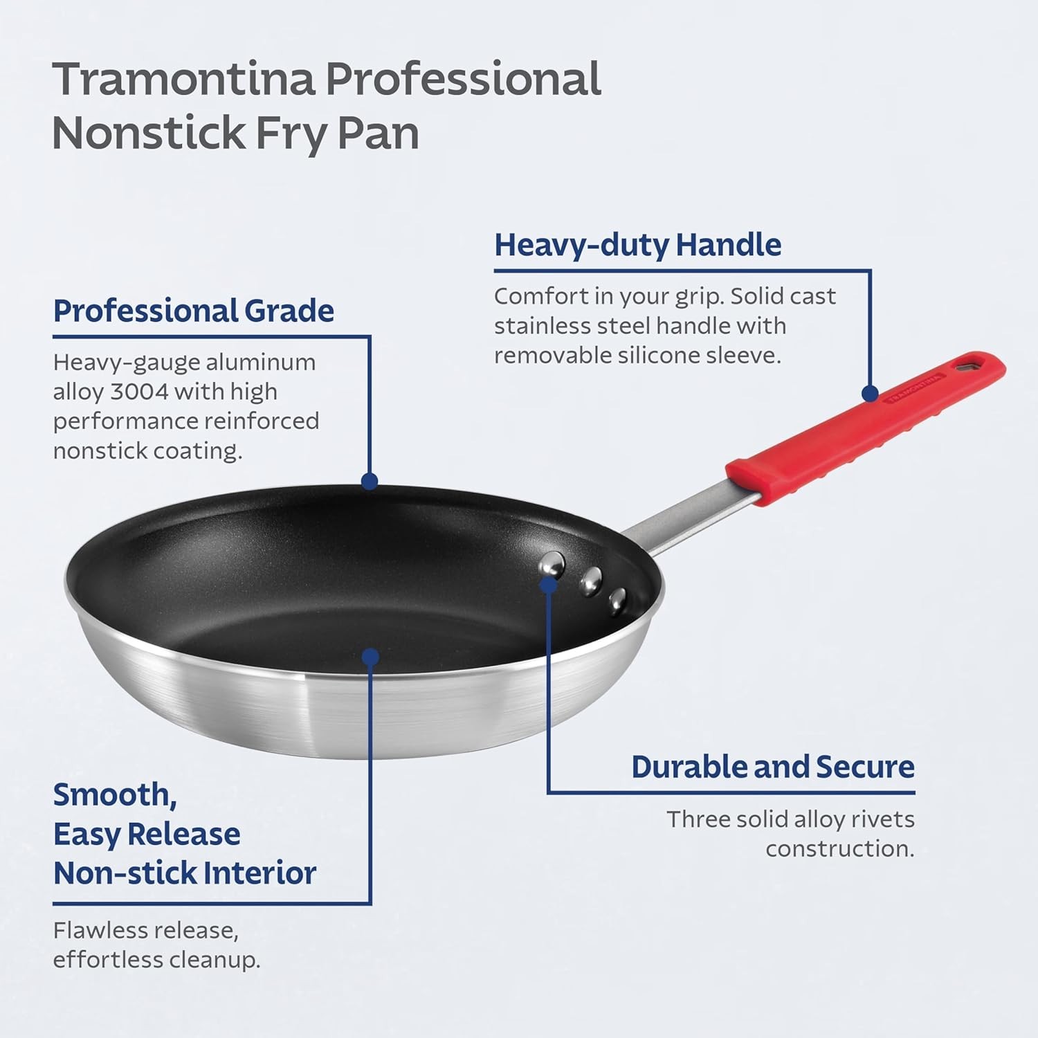 10-Inch Professional Nonstick Frying Pan, Red Handle