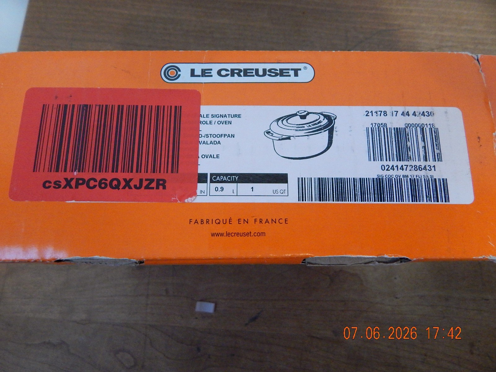 Le Creuset Signature Cocotte Oval 17cm 1qt FLINT OYSTERCast Iron Enameled NIB