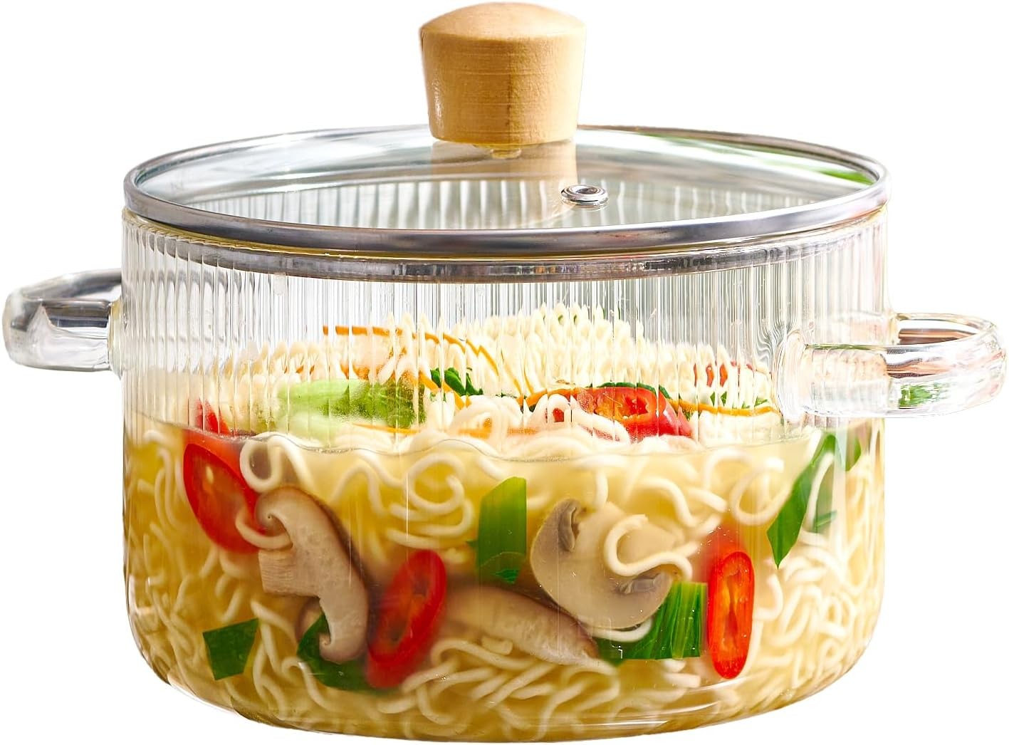 Glass Cooking Pot W/ Lid 1.6L(54oz Heat Resistant Borosilicate Glass Cookware