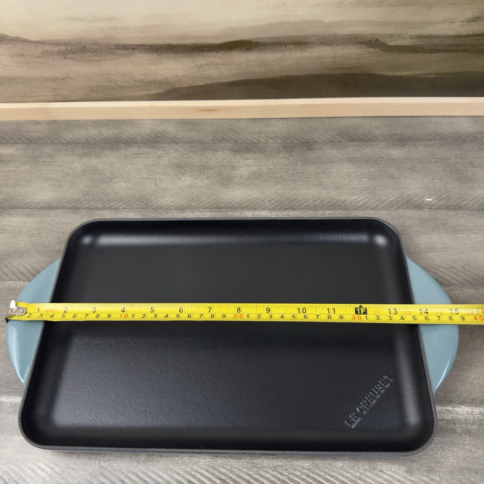 Le Creuset Signature Enameled Cast Iron Skinny Griddle Ocean Scuffed *Read OB