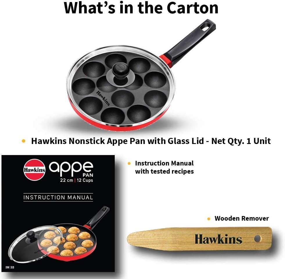 Nonstick Appe Pan with Glass Lid, 12 Cups, Diameter 20 cm, Black, Cast Alumin…