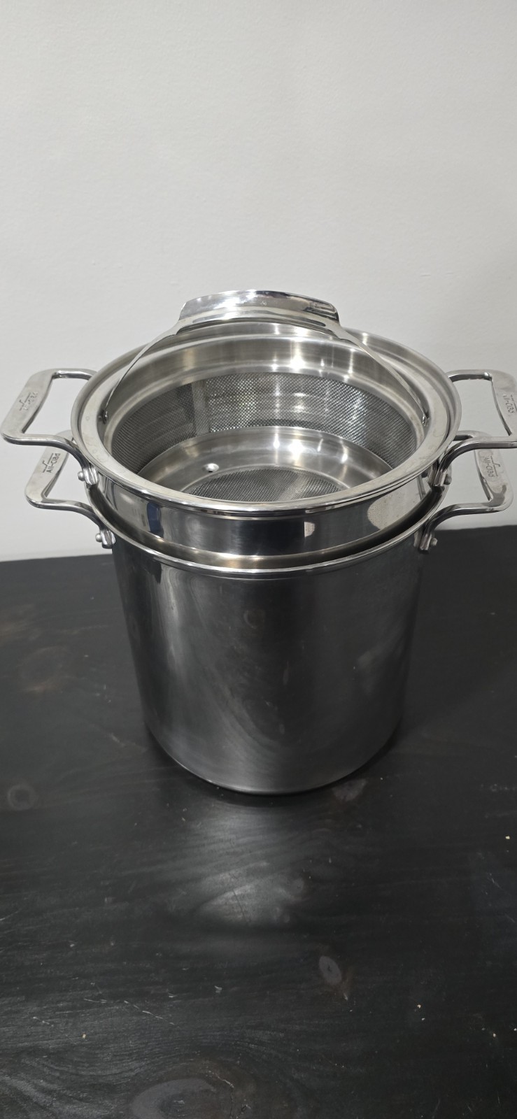 All-Clad Stainless Steel Multi Pot 3 Piece Pasta Strainer Steamer **NO LID***