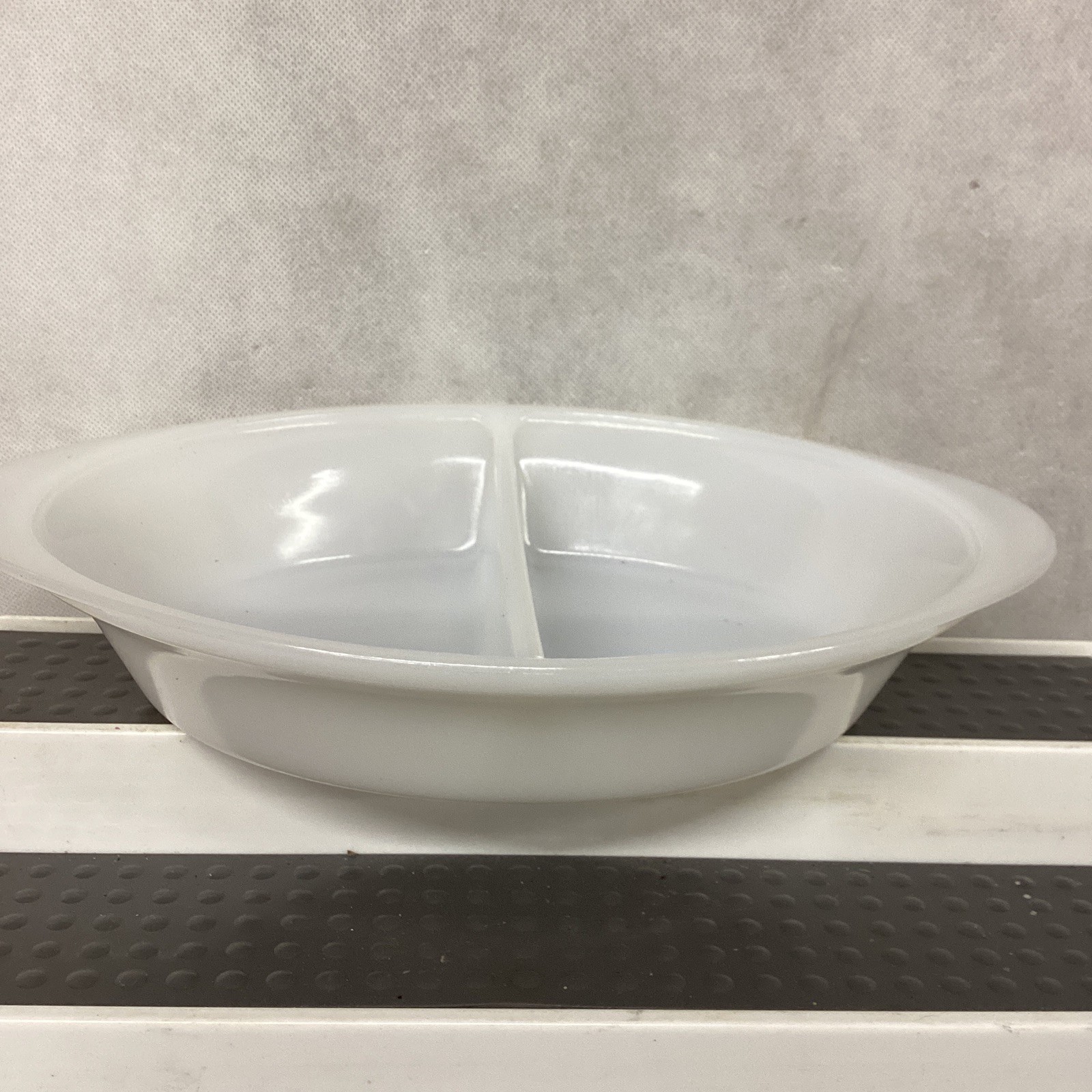 Glasbake Casserole Milk Glass Divided Oval Serving Dish 12×9 White Vintage J239