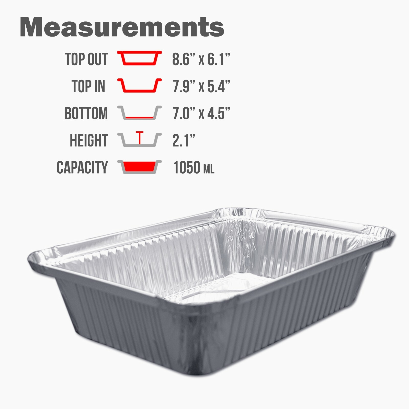 Fig & Leaf (120 Pack) Premium 2-LB Takeout Pans with LIDS – 8.6″ x 6.1″ x 2″