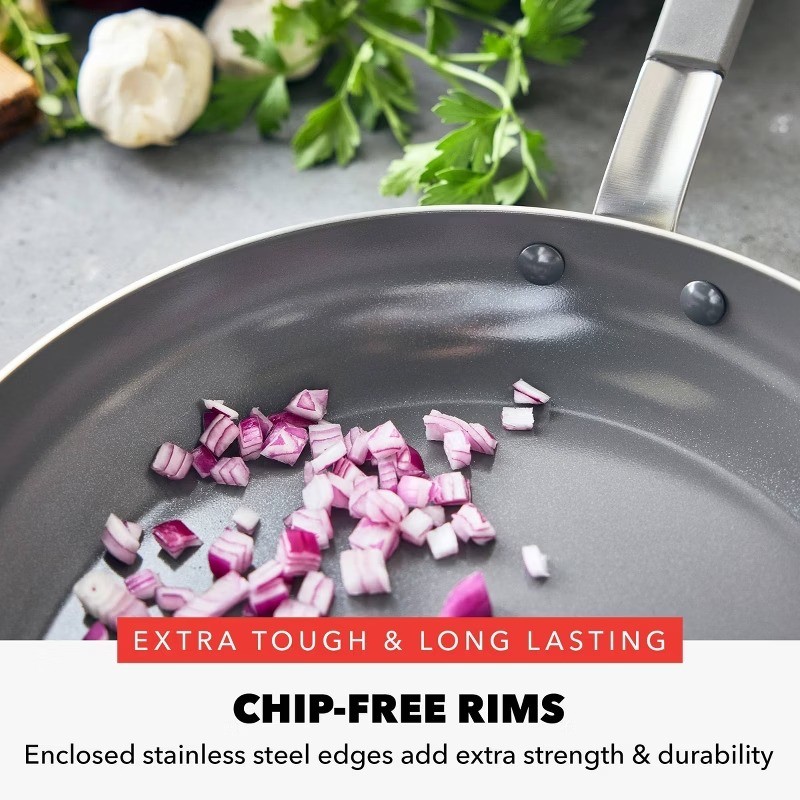 12″ Stainless Steel Ceramic Nonstick Covered Fry Pan