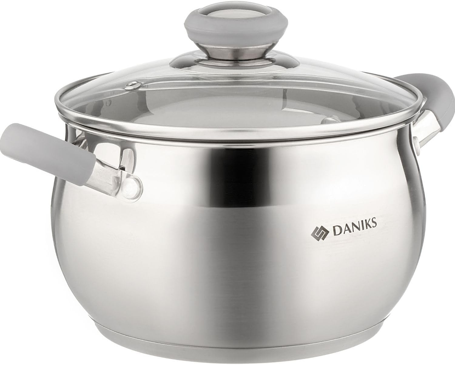 Modern Stainless Steel Stock Pot with Glass Lid | Induction 3 Quart | Dishwasher