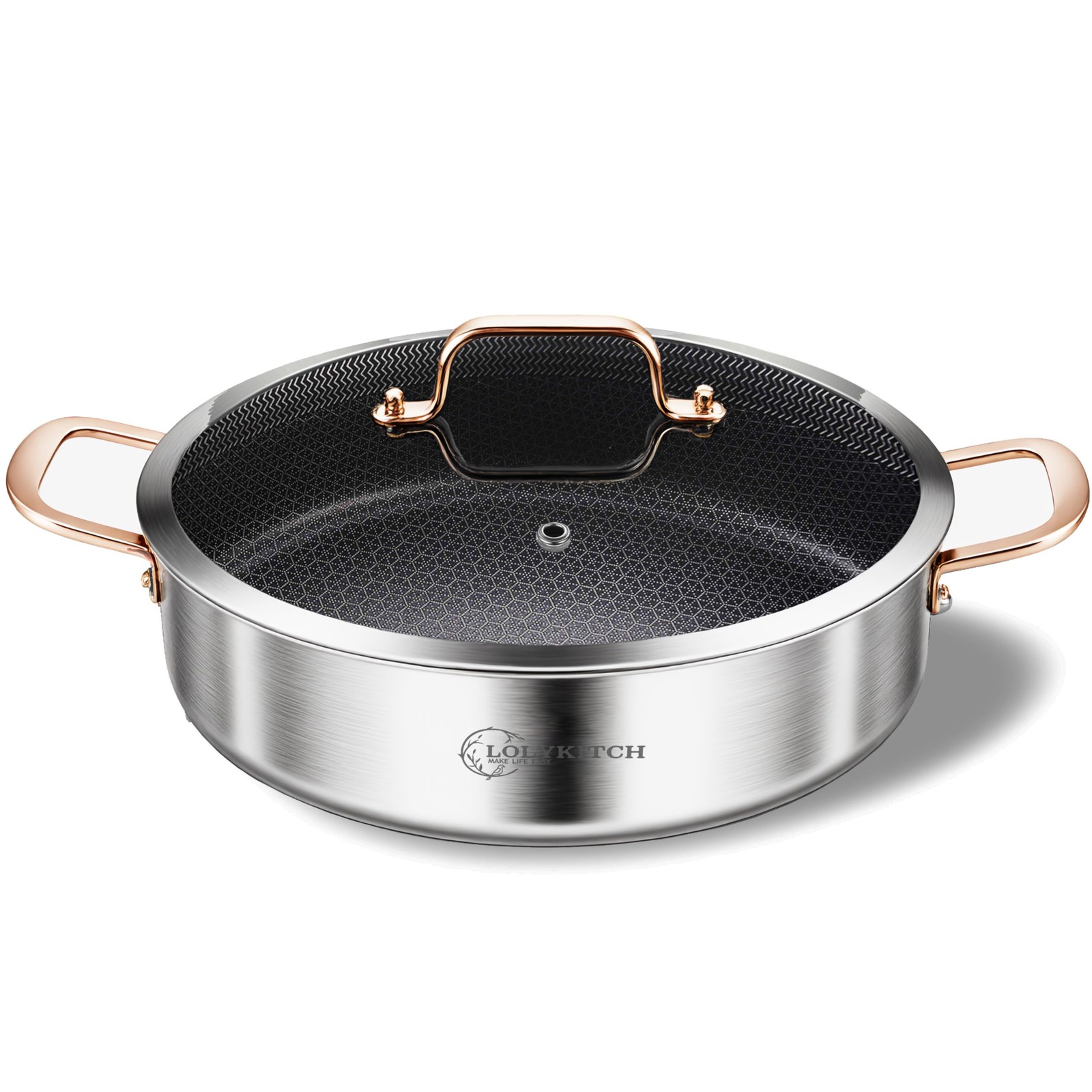 5.5 Quarts Hybrid Triply Stainless Steel Nonstick Deep Frying Pansaut Pan With L