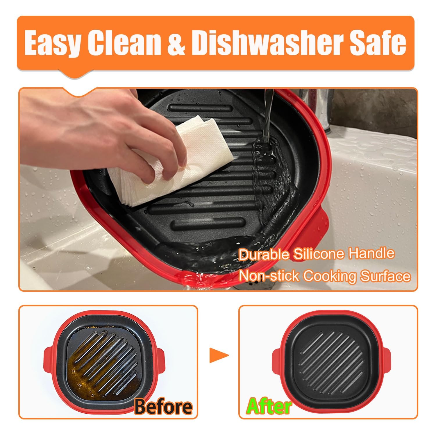 AHJ Microwave Grill Pan with Lid, Microwave Cooker MultiUse for Grilling, Fry…