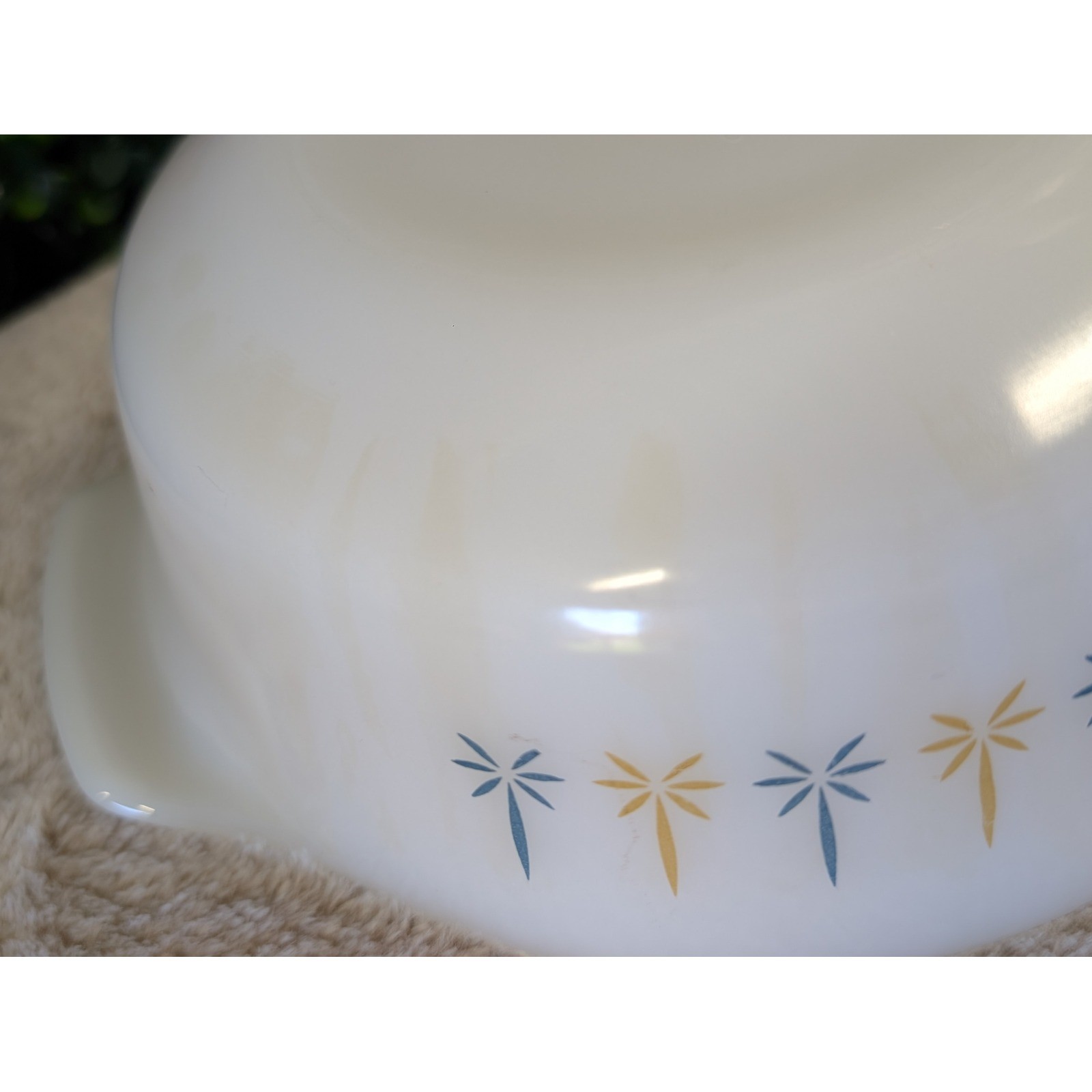 Vtg Fire-King Golden Starburst 1 Qt Casserole Dish Anchor Hocking USA P-1-B