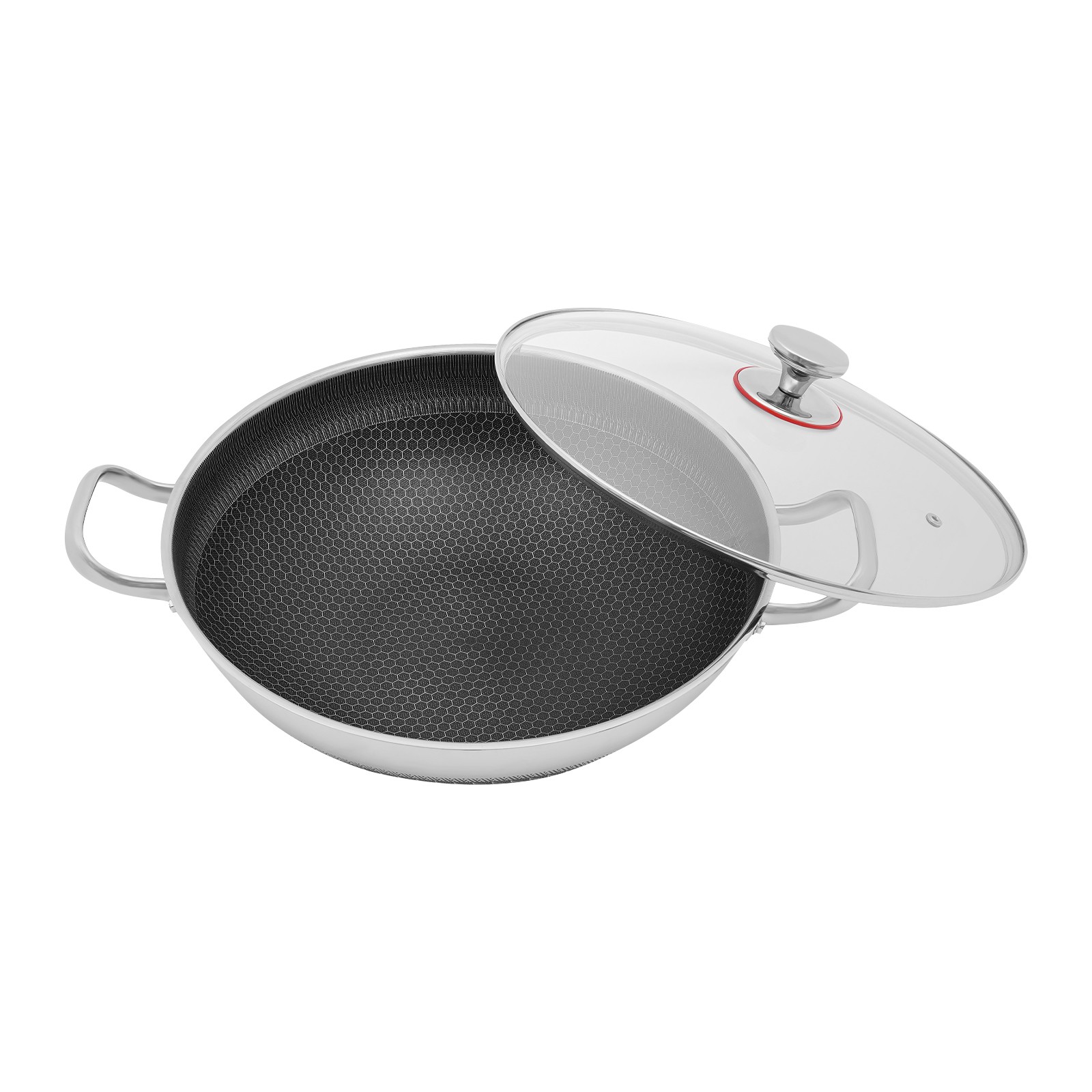 13.19*3.7in Skillet With Lid 14 Inch Non Stick Paella Pan SS Frying/Cooking Pan