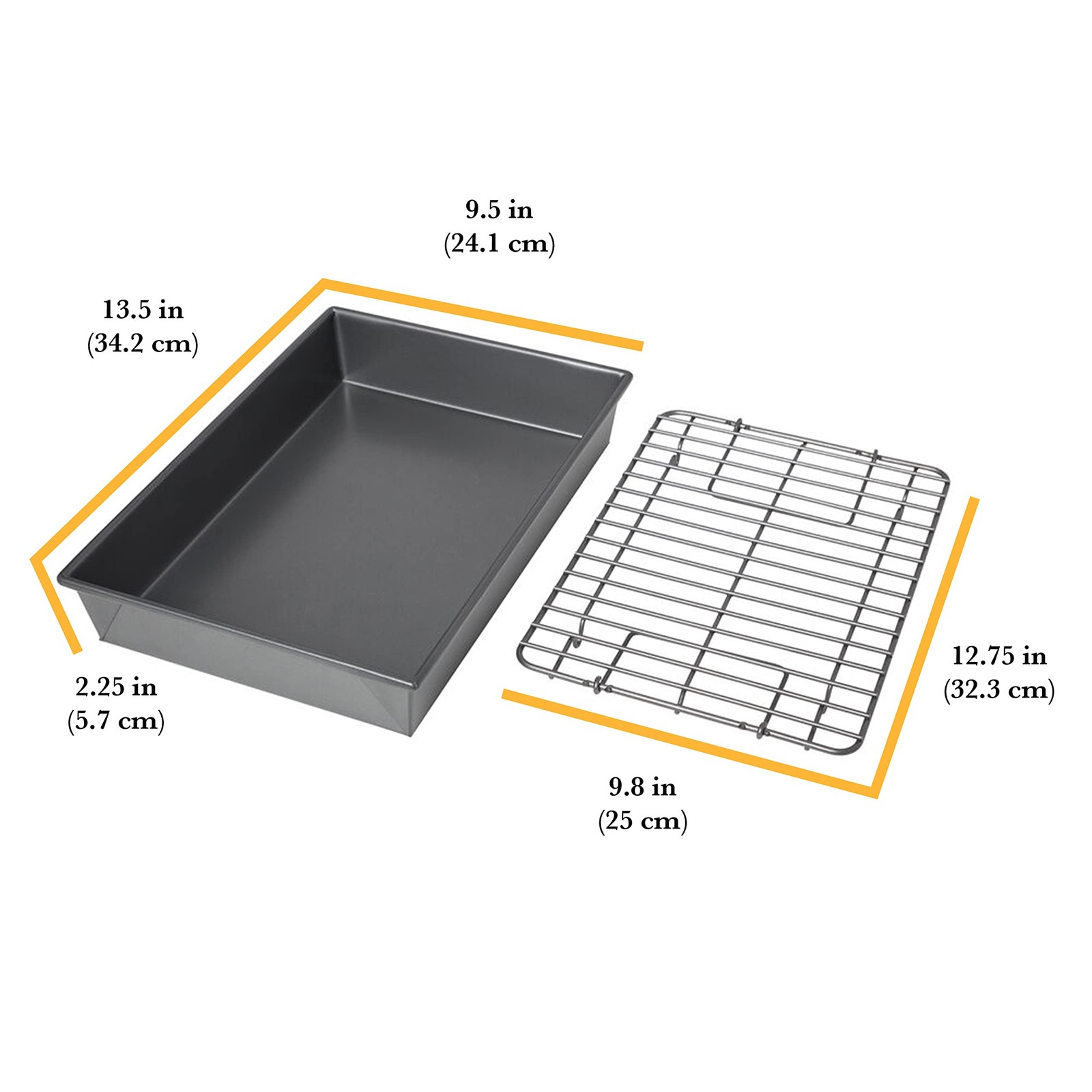 Non-Stick Roast, Broil Pan, Rack, 13×9 Inch, Dark Gray, Steel Bakeware