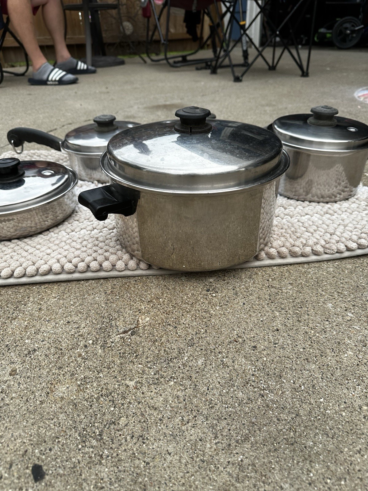 Salad Master Classic 5-Piece Stainless Steel Pan Set w/ Lids, Silver/Black