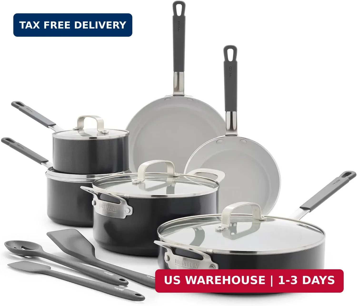 GreenPan x Bobby Flay 13 Piece Nonstick Cookware Pots and Pans Set, PFAS-Free Di