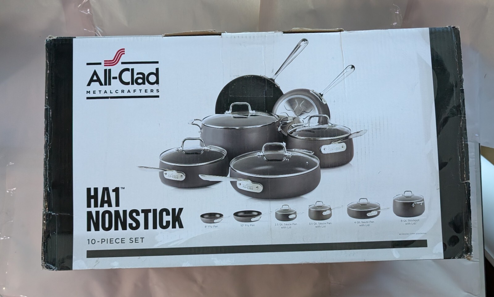 All-Clad HA1 Hard Anodized Nonstick Cookware, 10 PC (Missing 1 Lid)