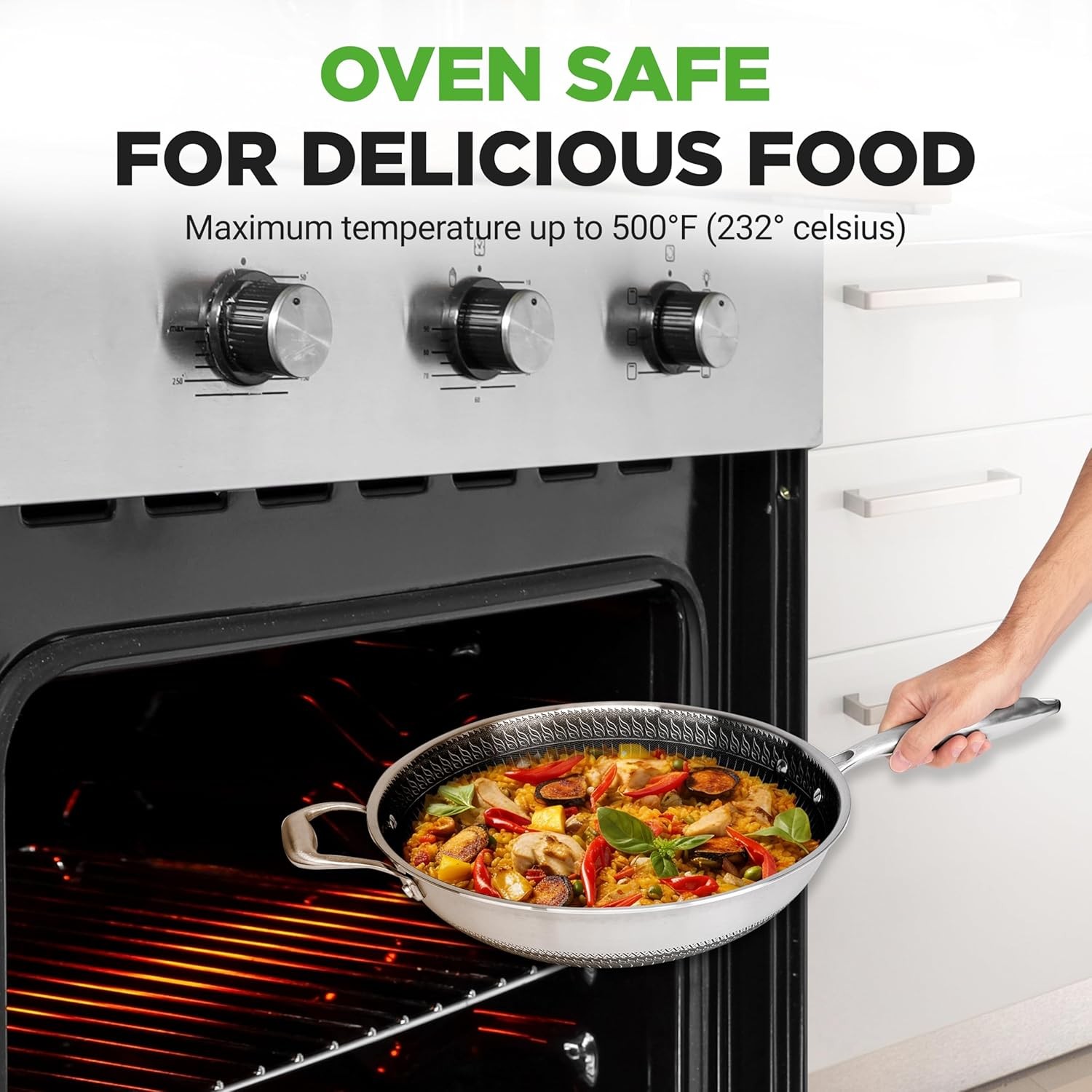 Nutrichef 12 Inch Stainless Steel Nonstick Wok 36 Quart Induction Cookware