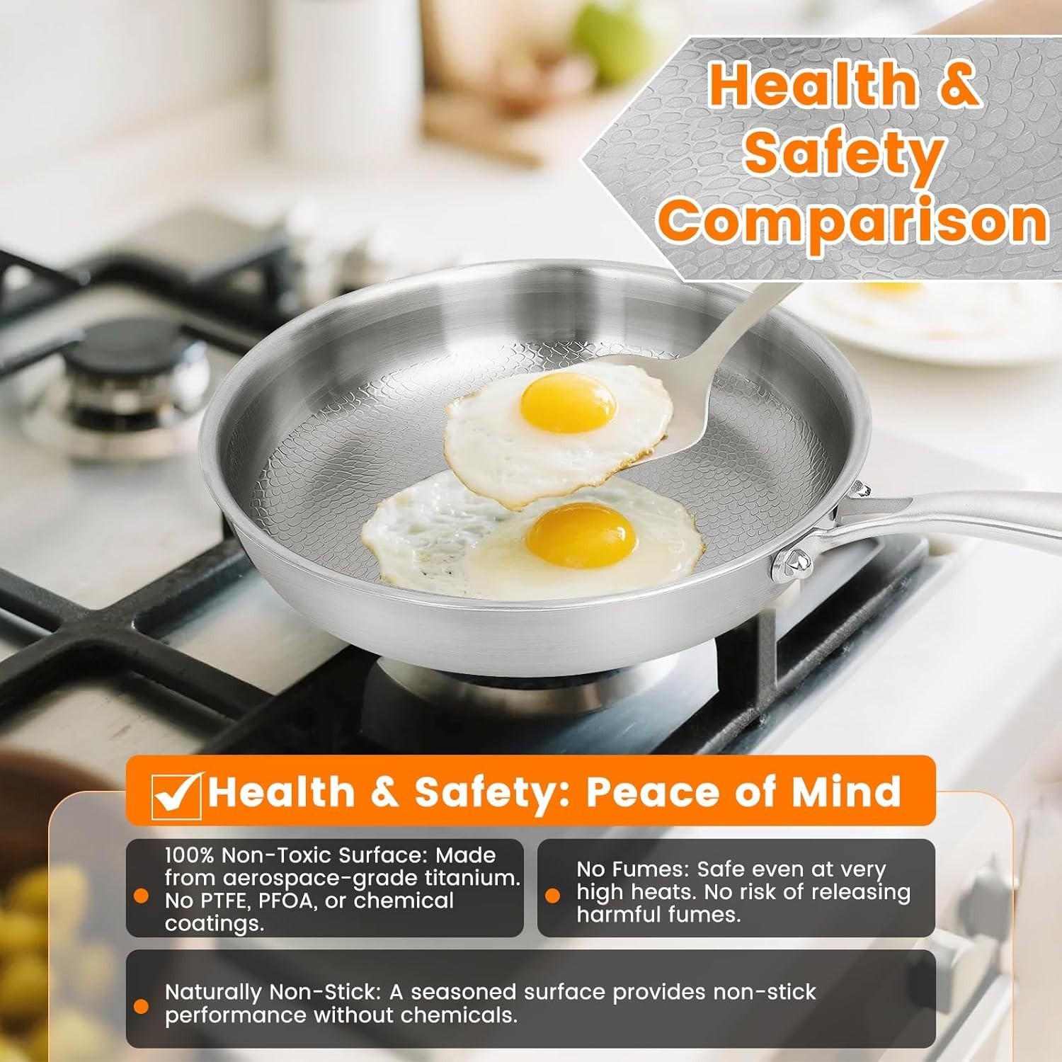 NEW 11in Titanium Frying Pan Non Stick Scratch Resistant With Lid