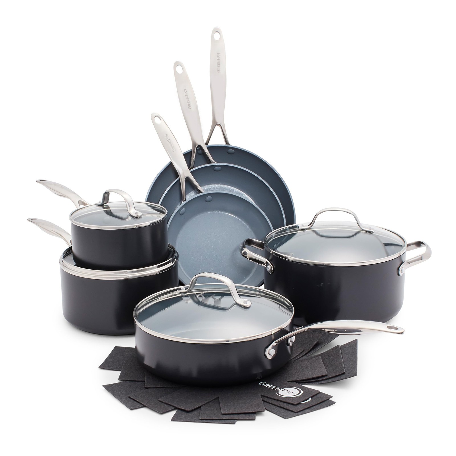 GreenPan Valencia Pro Ceramic Nonstick 11 Piece 11 Cookware Set, Gray
