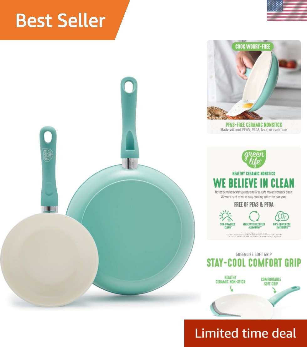 Non Stick Fry Pan Set 7″ & 10″, Non-Toxic PFAS-Free Ceramic Skillets, Dishwas…