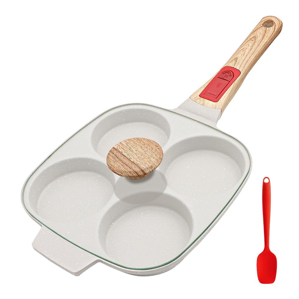 1 PC 4 Cup Nonstick Fried Egg Omelette Pan With Lid Detachable Handle