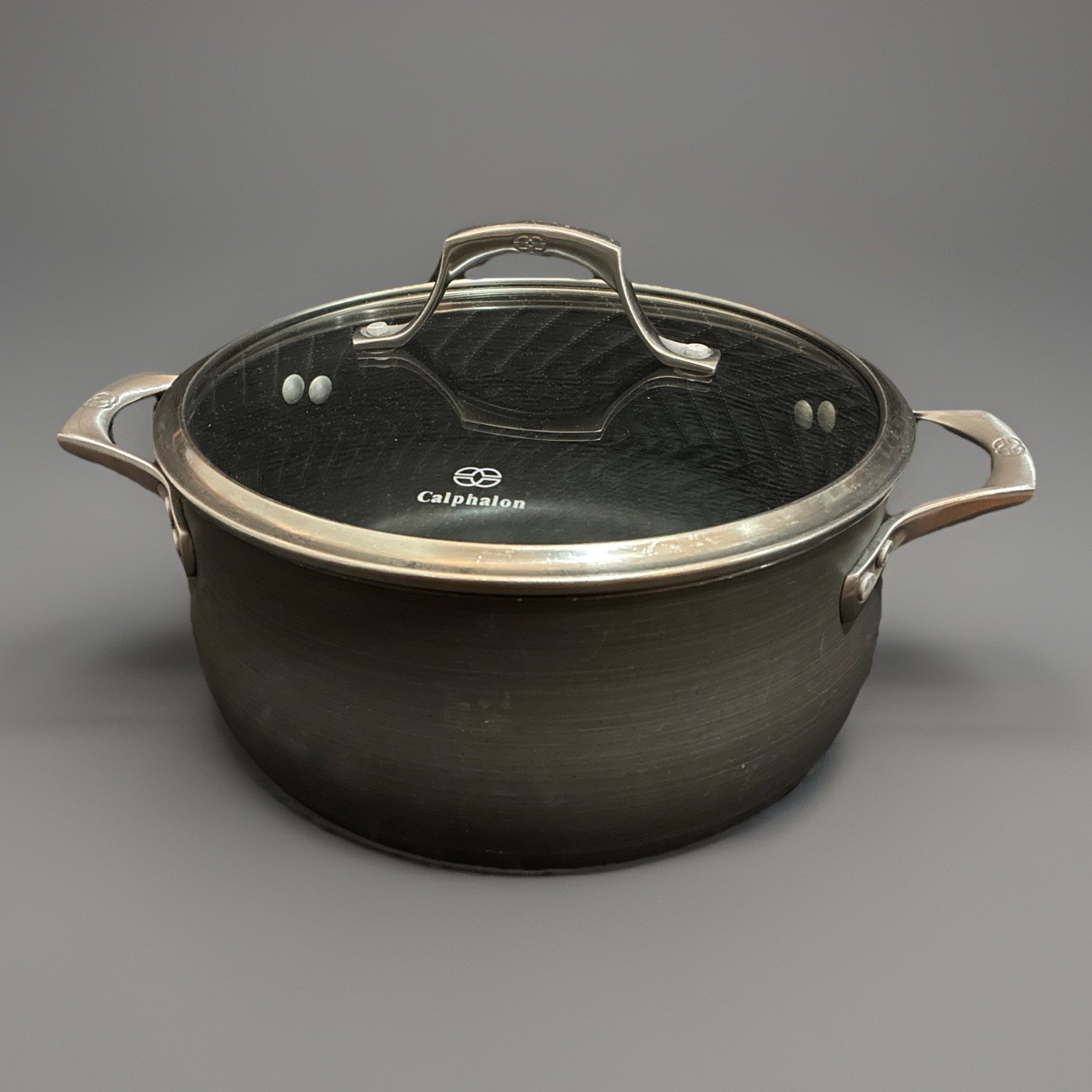Calphalon 10” Induction Dutch Oven Stainless Steel 5QT 8785 Saucepan & Glass Lid