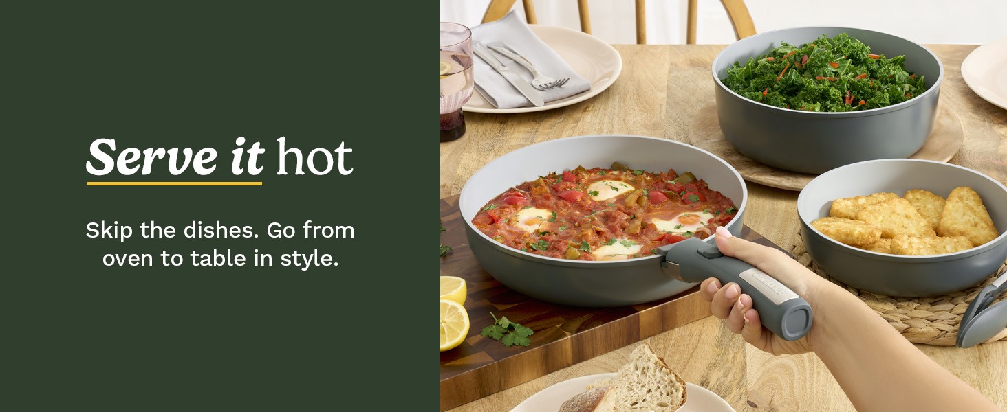 13-Pc, ClickSmart Nonstick Detachable Handle Ceramic Cookware, Pots and Pans