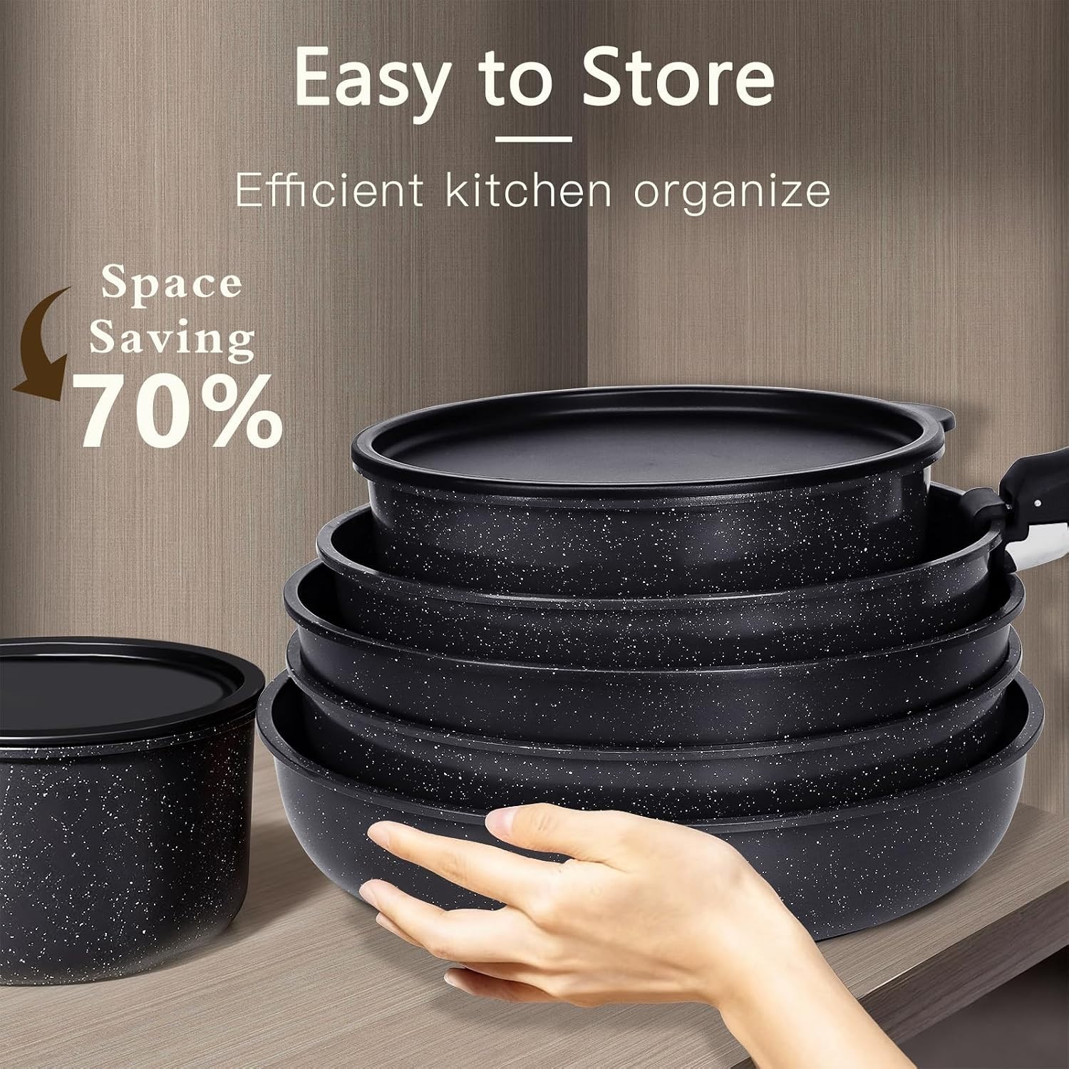 Non Toxic Ceramic Cookware Set 11 Pieces Induction Safe Dark Gray Pots and Pans