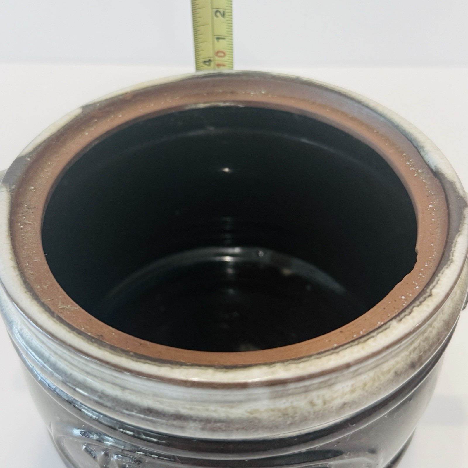 Vintage Ye Olde Bean Pot Ceramic Brown Glaze Crock w/ Lid Stoneware Kitchenware
