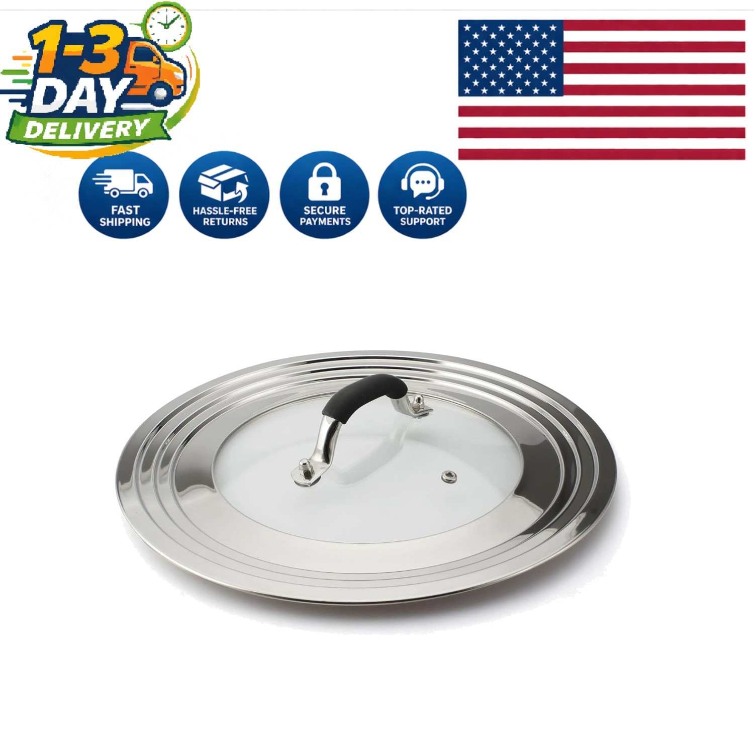 Versatile Cooking Lid for Frying Pans & Woks: 8.25-12 Inch with Ergonomic Handle