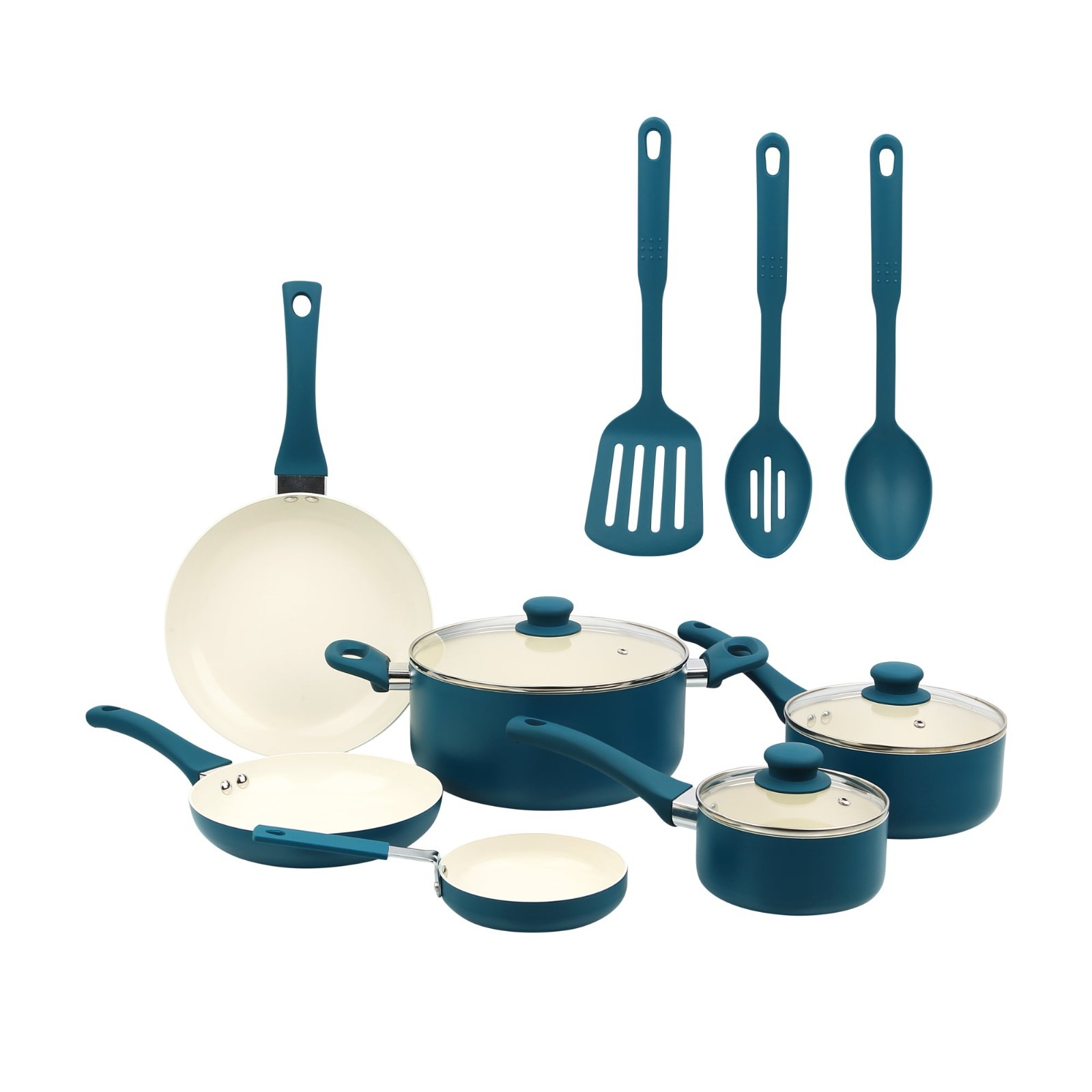 Mainstays 12 Piece Ceramic Nonstick Aluminum Pots and Pans Cookware Set