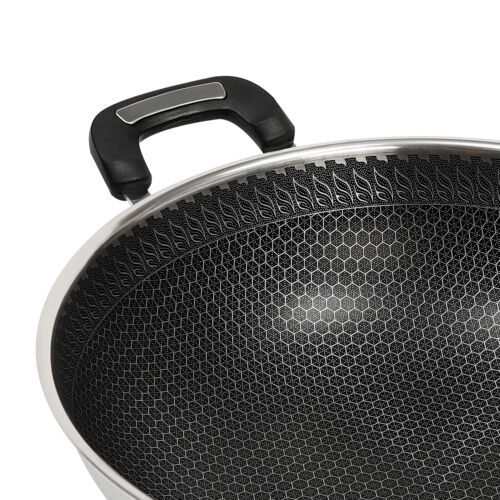 Large Honeycomb Wok Pan with Lid & Stainless Steel Steamer Cooking Pot Nonstick