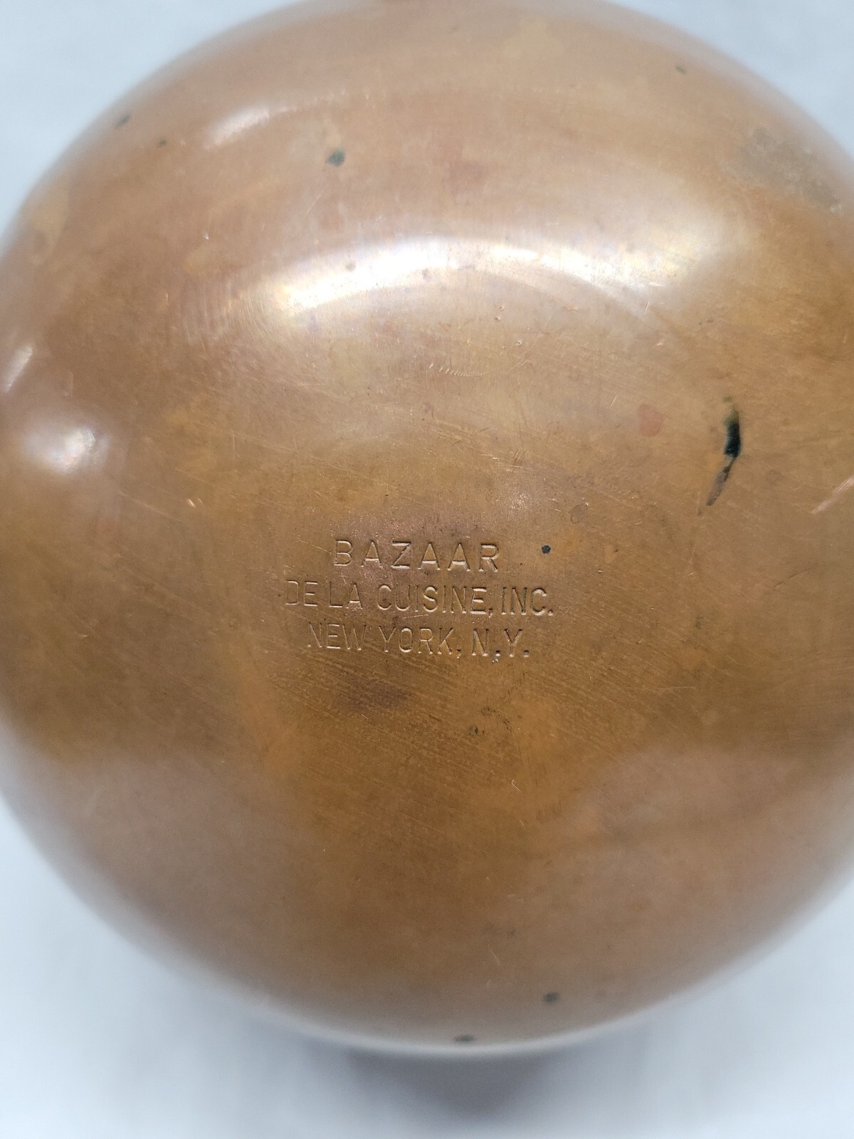 VINTAGE BAZAAR DE LA CUISINE NY/NY 6″ SOLID COPPER POT BRASS HANDLE W/LID #5365