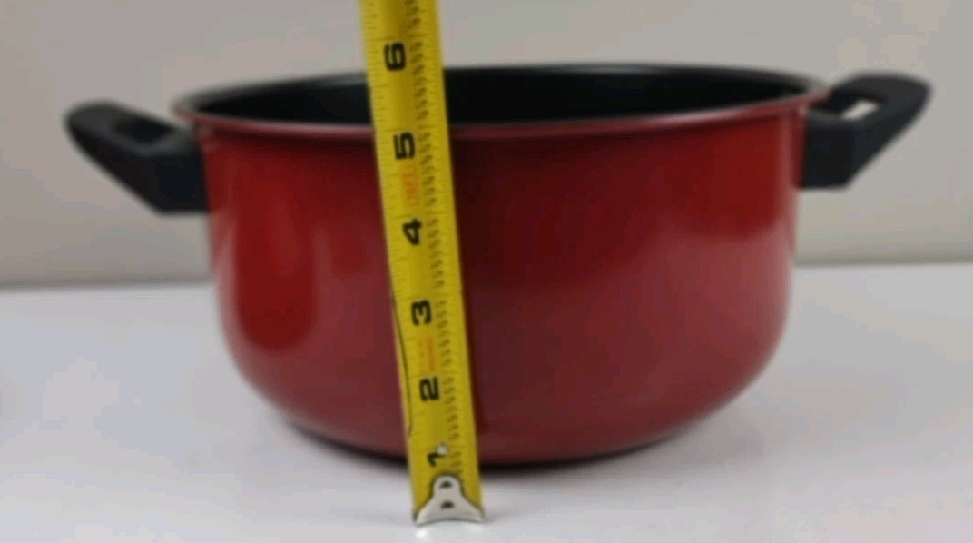 Pasta Express One (1) Red 2 Qt Non-Stick Pasta Pot With Locking Strainer Lid