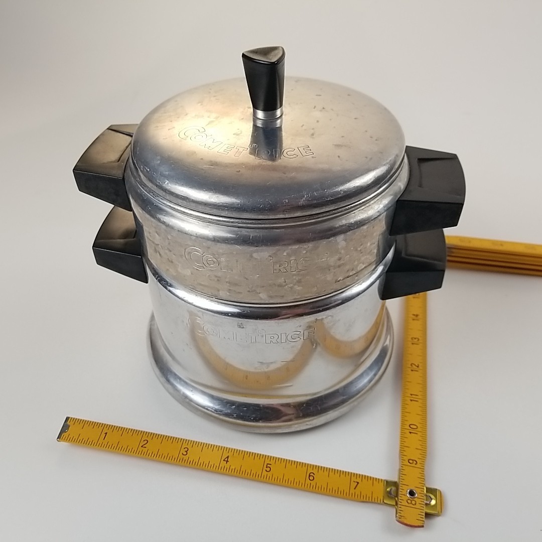 Comet Rice Steamer Pot Aluminum Double Stovetop Cooker Pan Excellent Vintage