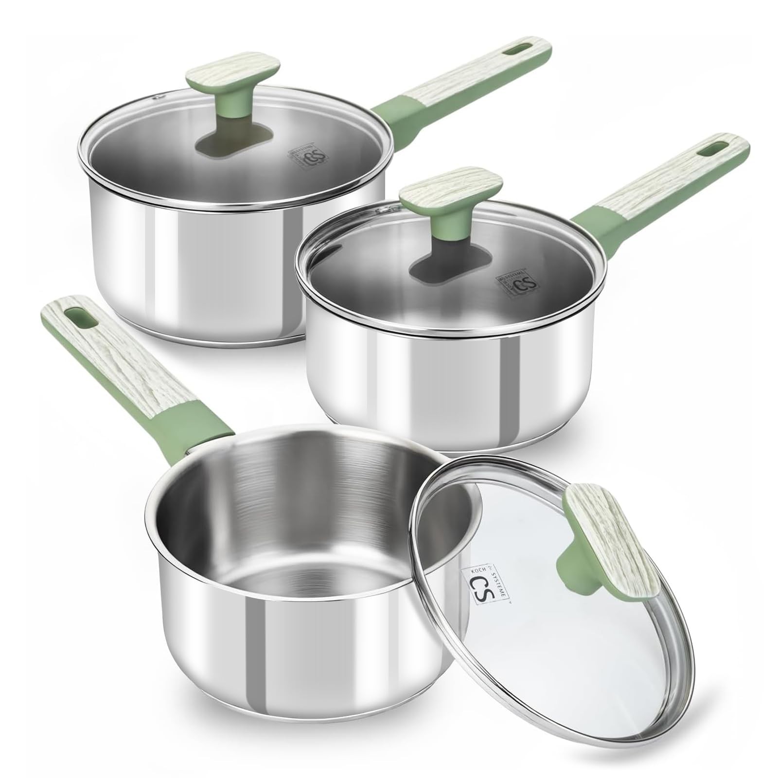 Koch Systeme Cs 6 Pcs Stainless Steel Sauce Pan Set 2Qt 3Qt Stainless Steel Pot