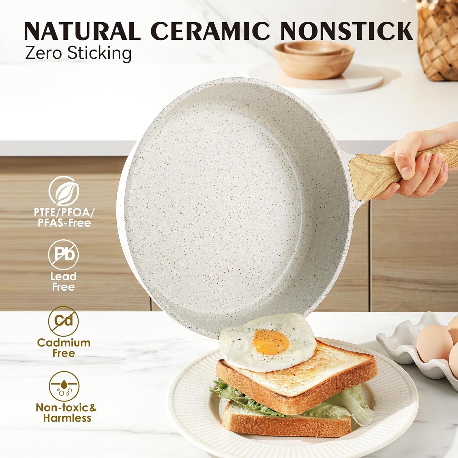 Non-Toxic 13-Piece Ceramic Cookware Set with Stay-Cool Handles and Accessories
