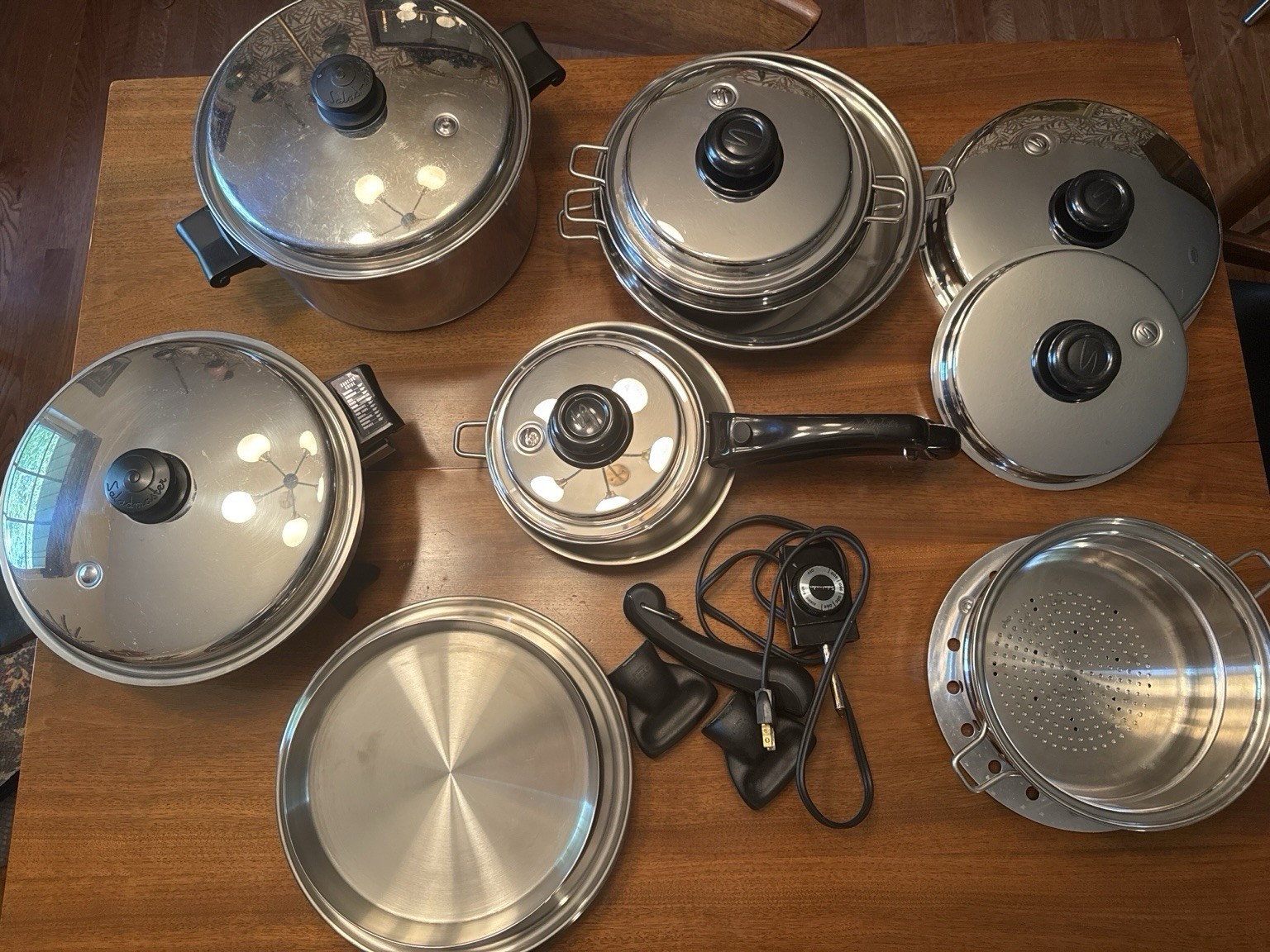 Saladmaster 316Ti Titanium Stainless Steel 8-Piece Pan Set w/ Lids Silver/Black
