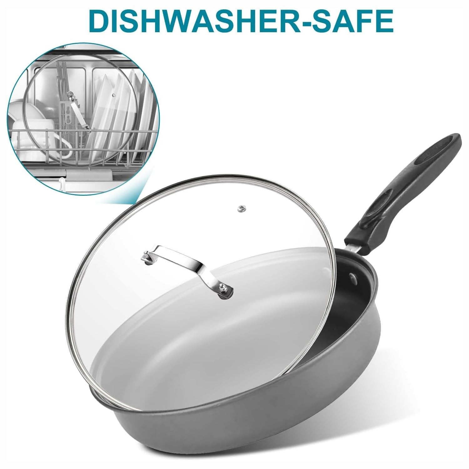 10.25 Inch Glass Lid for Lodge Cast Iron Skillet, 5 Quart Dutch Ovens, Calphalon