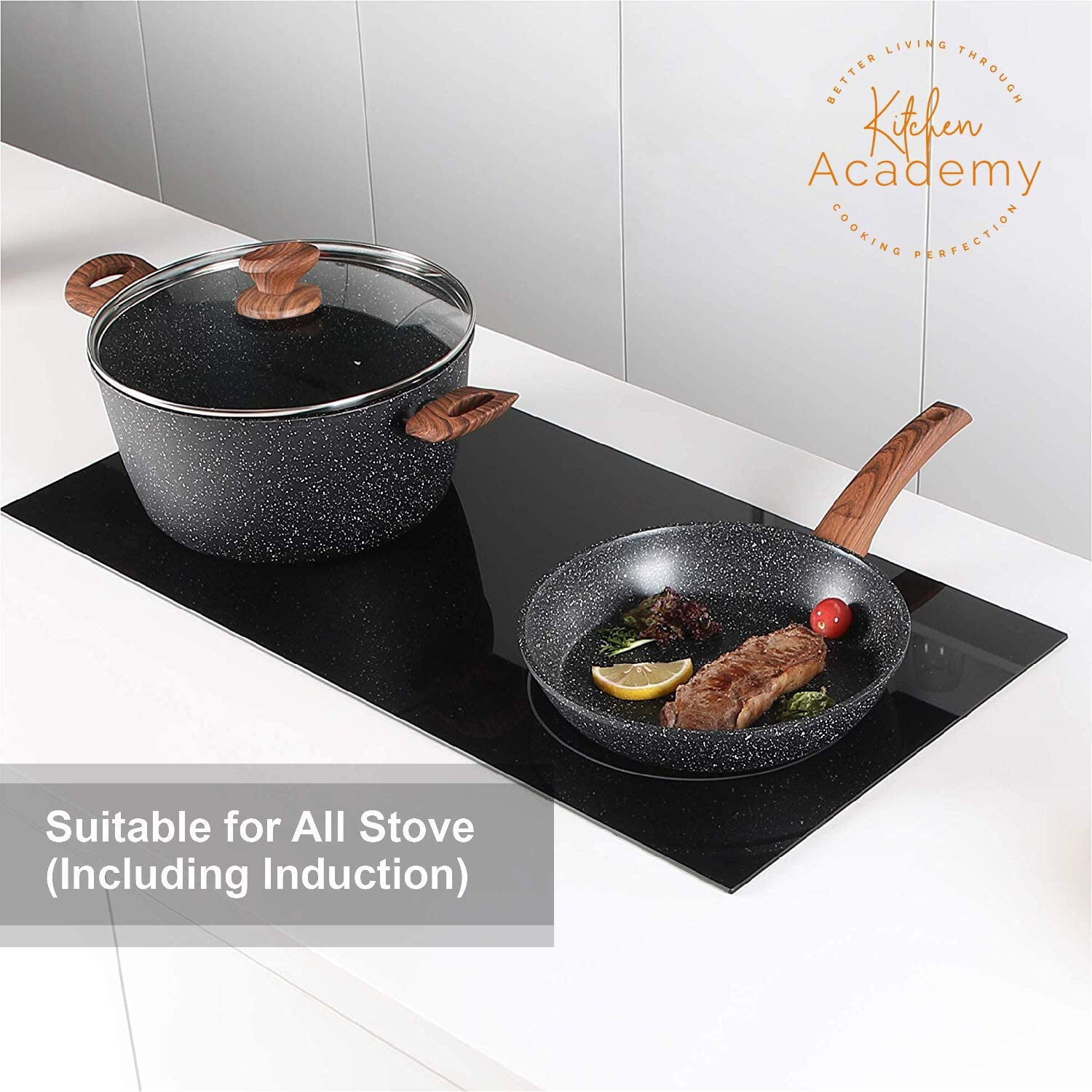 30 Pieces Cookware Set Nonstick Granite Coated Pots and Pans Set Bakeware Set