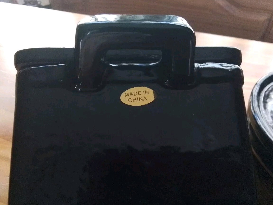 Rare Technique 4 Piece Mini Black Enameled Cast Iron Cooking Pots No Box