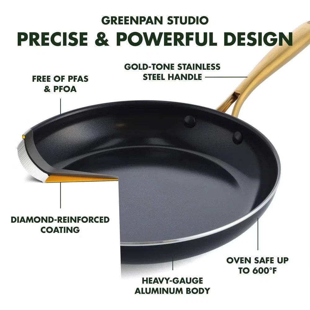 GreenPan Studio 10″ Open Frypan – Black Nonstick Skillet for Everyday Cooking
