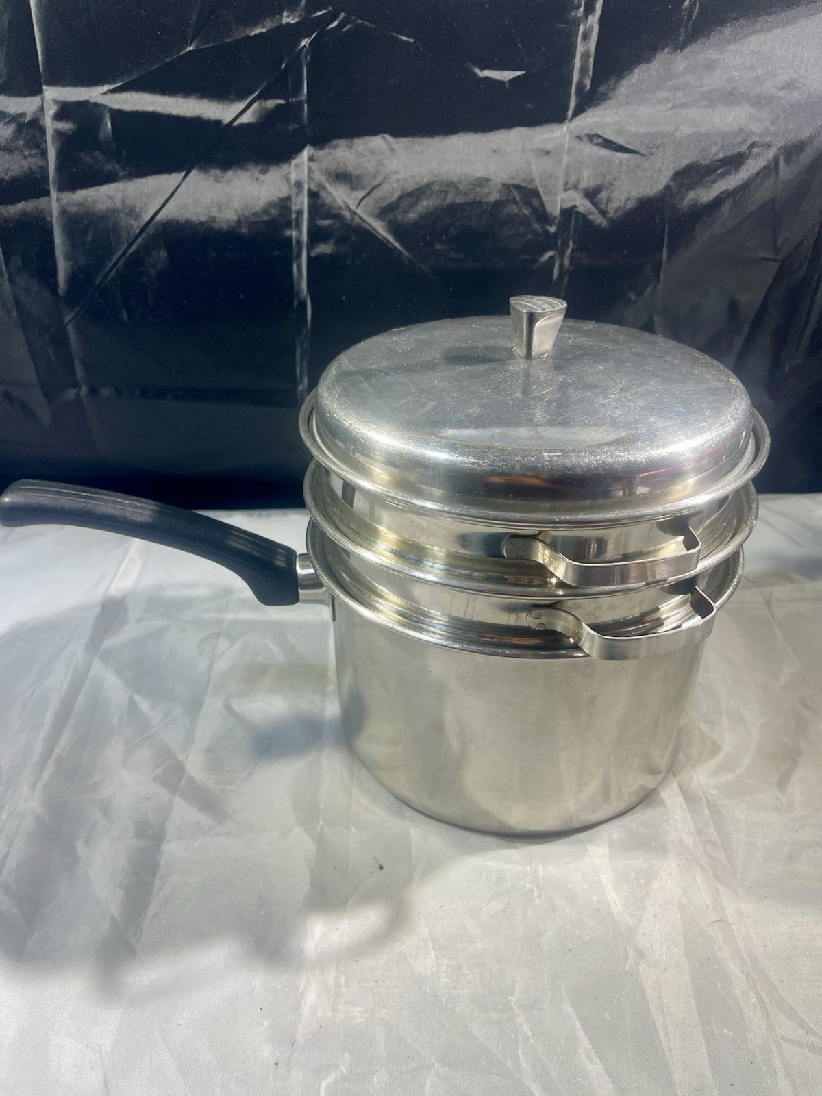 Vintage Carlton Ware Stainless Steel 3 Quart Pot + Broiler & Steamer Inserts
