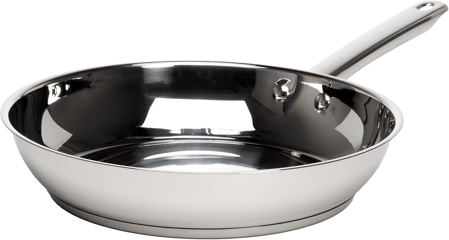 Classic Stainless Steel Fry Pan, Professional Quality Sauté, Encapsulated Base,