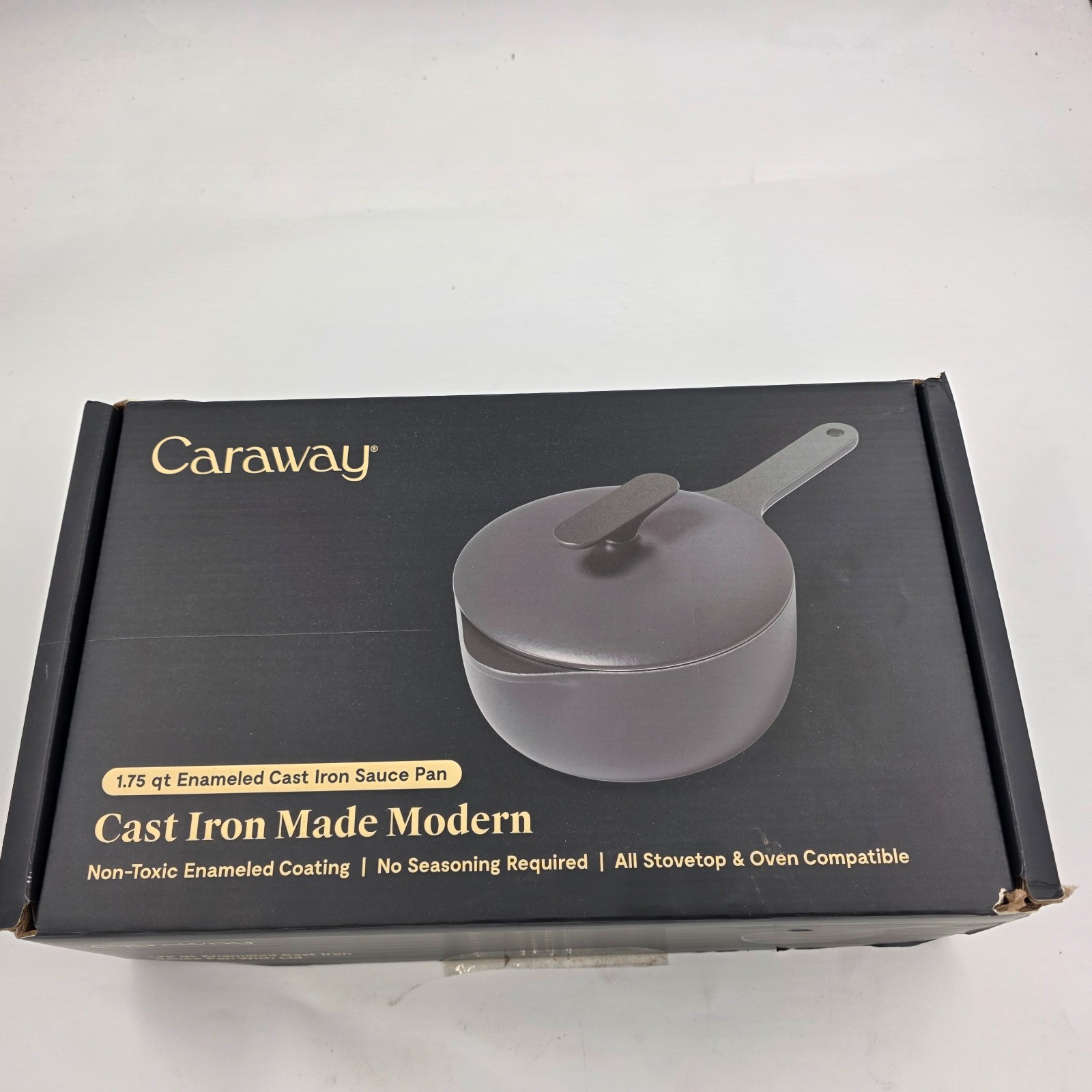 Caraway Home Enameled Cast Iron Mini Sauce Pan Dark Grey