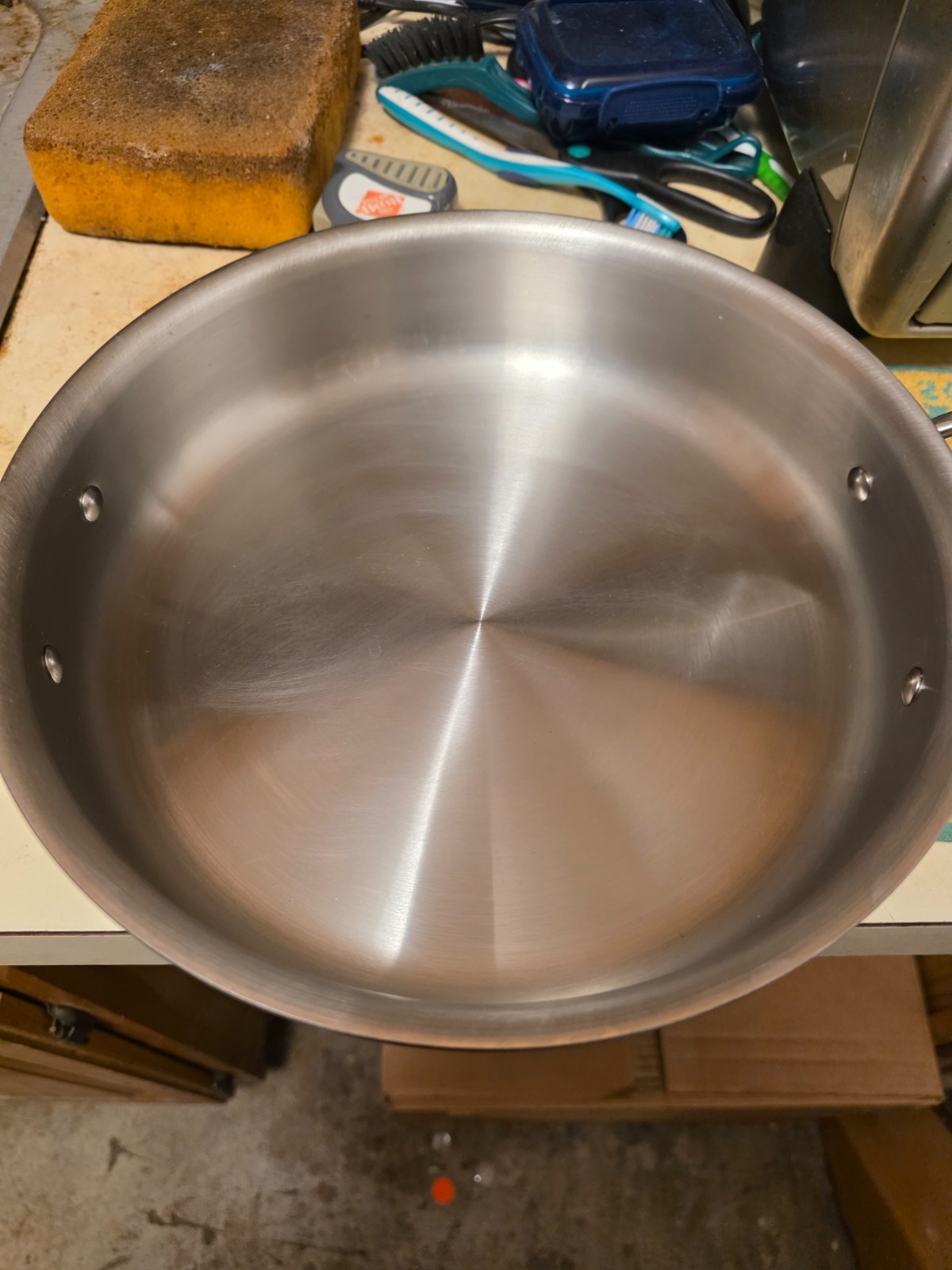 All-Clad 3Qt D3 Stainless Steel Deep Saute Pan With Helper Handle NO LID