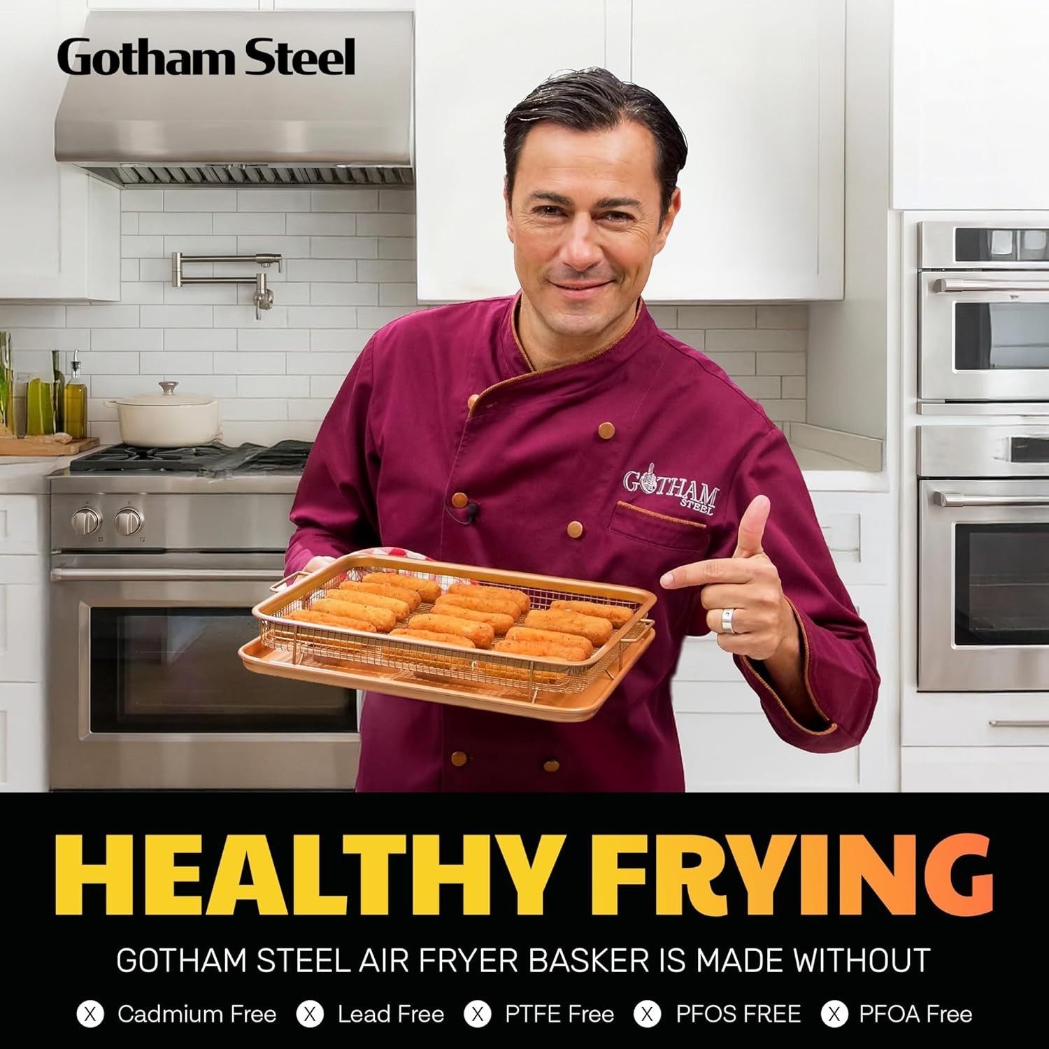 NIB Gotham Steel Nonstick Crisper Tray for Oven 2PC Set + Recipies 12″ x 9″ NEW