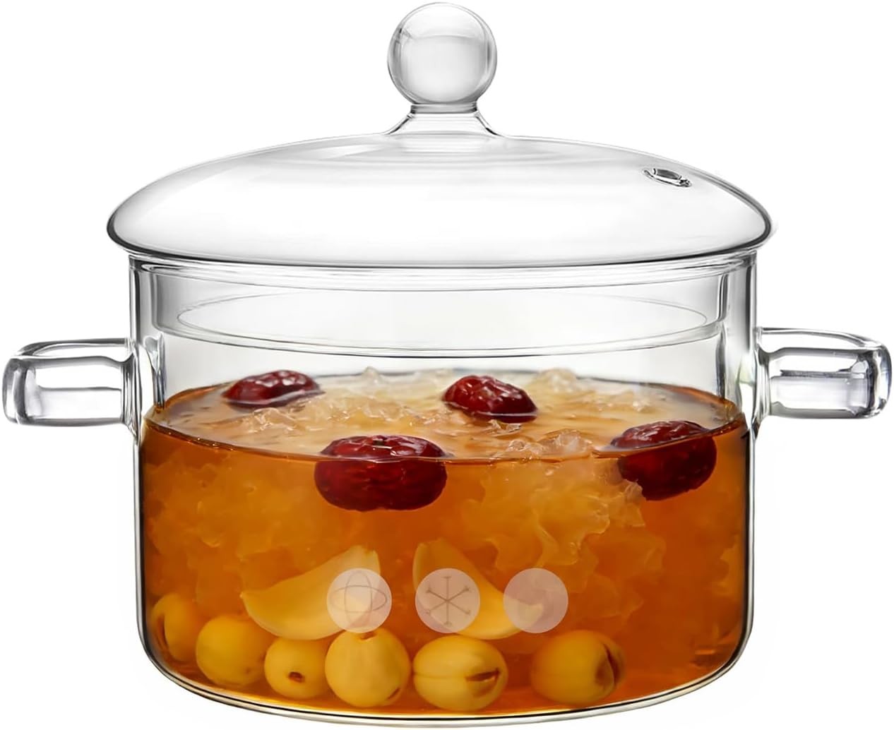 Glass Pots for Cooking on Stove, 1.9L/67oz Glass Cooking Pot with Lid
