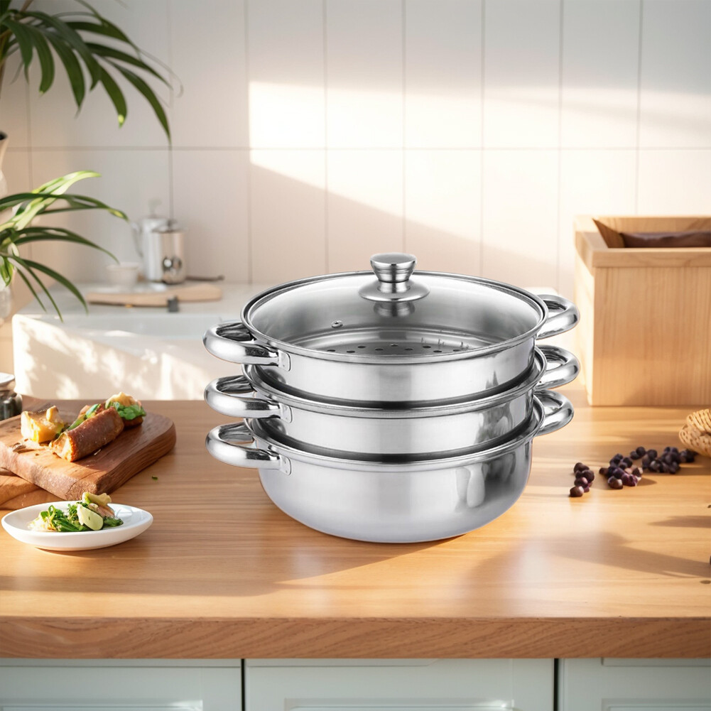3-Tier Stainless Steel Steamer – Versatile Cooking for Home & Commercial Use USA