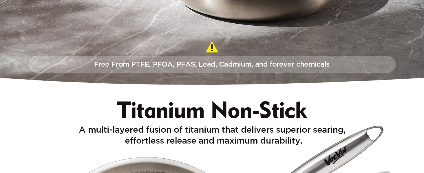 Titanium pans for cooking,12″ frying pan,butter warmer skillet | Uncoated